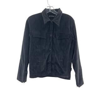 Sportking VTG Charcoal Corduroy Button-Up Jacket Womens Large Polyester Preowned